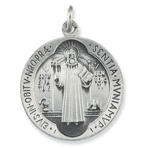 St Benedict Medal 18 Inch Chain in Sterling Silver
