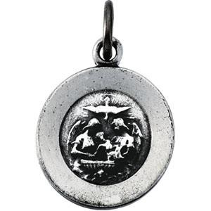 Baptism Medal 18 Inch Chain in Sterling Silver