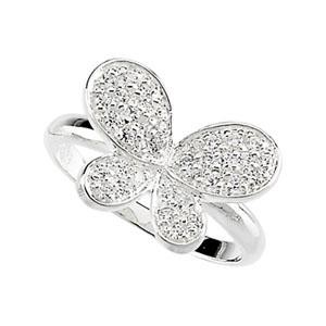 CZ Butterfly Ring in Sterling Silver
