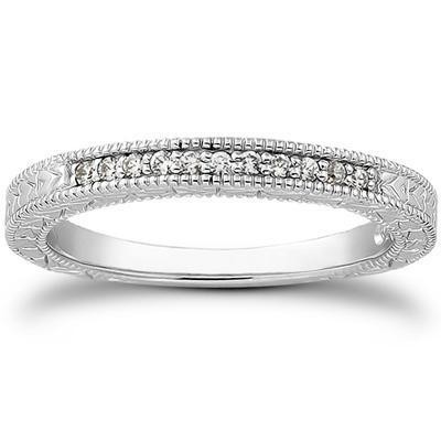 Antique Pave Bridal Band in 14K Yellow Gold