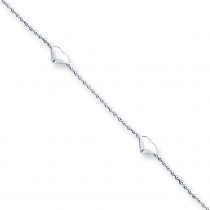 Puffed Heart Anklet in Sterling Silver