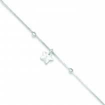 Box Chain Star Anklet in Sterling Silver