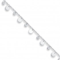 Dangling Circle Heart Anklet in Sterling Silver