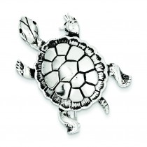 Antiqued Turtle Pin in Sterling Silver