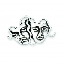 Comedy Tragedy Pin in Sterling Silver
