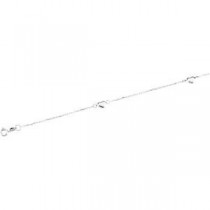 White Hearts Diamond Cut Cable Anklet in 14k White Gold
