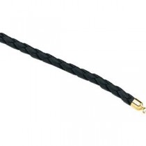 Black Braided Leather Cord Chain in 14k Yellow Gold
