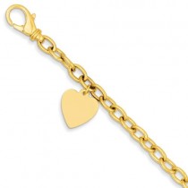 Link Heart Charm Bracelet in 14k Yellow Gold
