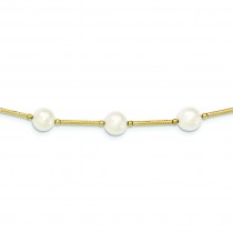 Polished White Freshwater Cultured Pearl Bracelet in 14k Yellow Gold