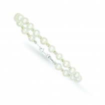 White Pearl Bracelet in Sterling Silver