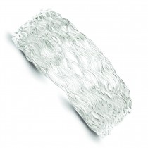 Wavy Wire Cuff Bangle Bracelet in Sterling Silver