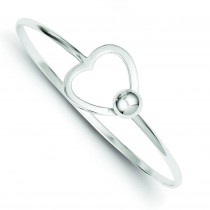 Heart Bangle Bracelet in Sterling Silver