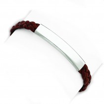 Brown Braided Leather Bracelet in Sterling Silver