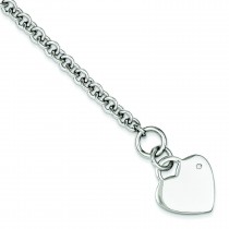 Diamond Heart Bracelet in Sterling Silver 