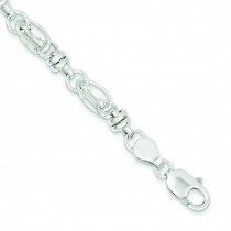 7.5inch Diamond Cut Link Bracelet in Sterling Silver