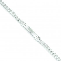 Polished Engravable Curb Link ID Bracelet in Sterling Silver