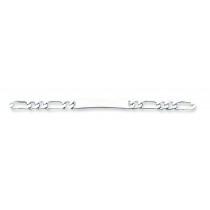 Polished Engravable Figaro Link ID Bracelet in Sterling Silver