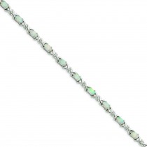 7inch Opal CZ Bracelet in Sterling Silver