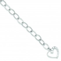 Journey Heart CZ Dangle Bracelet in Sterling Silver