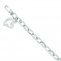 CZ Heart Bracelet in Sterling Silver