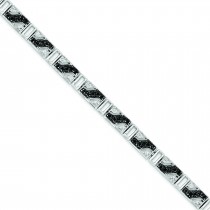 Black White CZ Bracelet in Sterling Silver