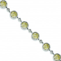Scrolled CZ Circles Bracelet in Sterling Silver