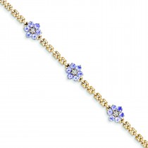 Completed Fancy Floral DiamondTanzanite Bracelet in 14k Yellow Gold 