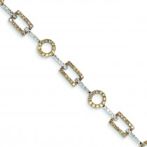 White Champagne Diamond Bracelet in 14k Yellow Gold 