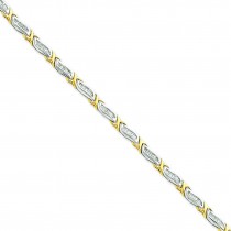 Gold Baguette Diamond Bracelet in 14k Two-tone Gold 