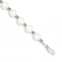White Pearl Bracelet in 14k White Gold