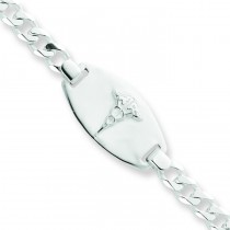 Medical Jewelry Curb Link Bracelet in Sterling Silver