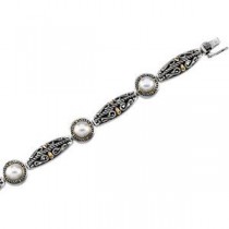 Cultured Pearl Bracelet in 14k Yellow Gold & Sterling Silver