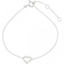 Diamond Heart Bracelet in 14k White Gold 