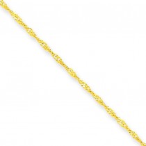10k Yellow Gold 9 inch 1.10 mm  Singapore Ankle Bracelet