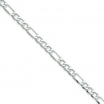 14k White Gold 7 inch 4.75 mm Light Figaro Chain Bracelet