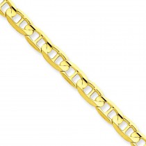 14k Yellow Gold 7 inch 5.25 mm Concave Anchor Chain Bracelet