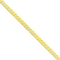 14k Yellow Gold 7 inch 6.10 mm Flat Beveled Curb Chain Bracelet
