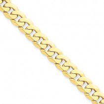 14k Yellow Gold 7 inch 7.25 mm Flat Beveled Curb Chain Bracelet