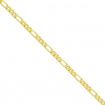 14k Yellow Gold 7 inch 6.25 mm Flat Figaro Chain Bracelet