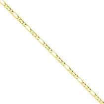 14k Yellow Gold 7 inch 5.25 mm Concave Open Figaro Chain Bracelet