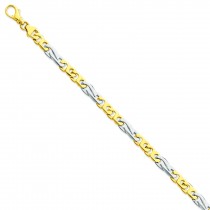 14k Two-tone Gold 8 inch 6.00 mm Fancy Link Chain Bracelet