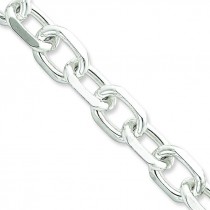 Sterling Silver 8 inch 11.50 mm Fancy Cable Chain Bracelet