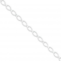 Sterling Silver 8 inch 6.10 mm Fancy Patterned Rolo Chain Bracelet