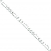 Sterling Silver 7 inch 6.50 mm  Figaro Chain Bracelet