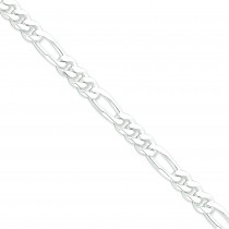 Sterling Silver 7 inch 7.75 mm  Figaro Chain Bracelet