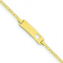 Anchor Link Baby ID, Plate with Cut-out Heart Bracelet in 14k Yellow Gold