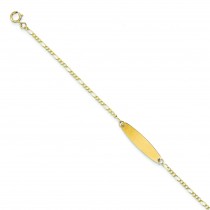 Figaro Baby Oval ID Bracelet in 14k Yellow Gold