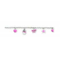 Pink Enameled Baby Charm Bracelet in Sterling Silver