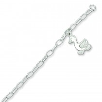 Baby Bracelet w Dangling Silver Duck in Sterling Silver