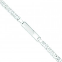 Polished Engraveable Children ID Anchor Link Bracelet in Sterling Silver